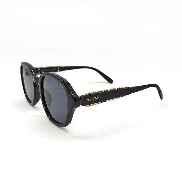 ÓCULOS DE SOL TRITON EYEWEAR QUADRADO ACETATO PRETO