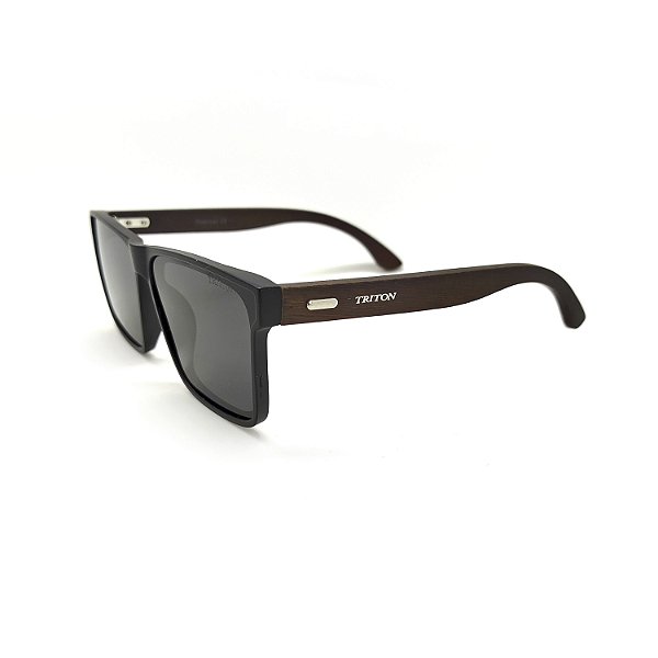 ÓCULOS DE SOL TRITON EYEWEAR POLARIZADO QUADRADO ACETATO PRETO