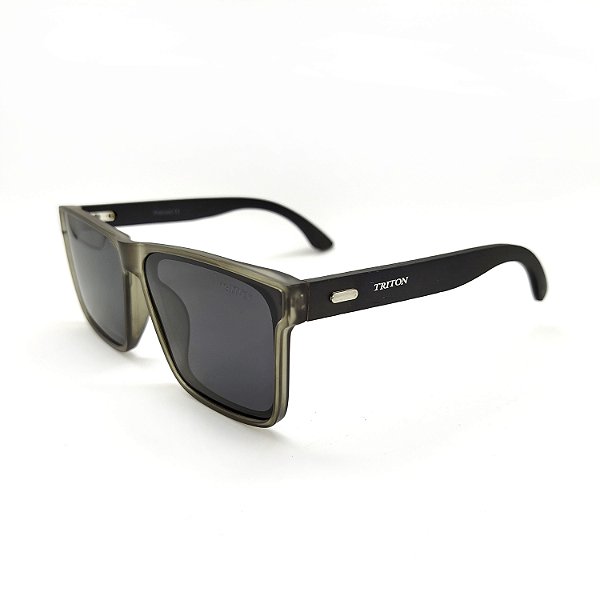 ÓCULOS DE SOL TRITON EYEWEAR POLARIZADO QUADRADO ACETATO CINZA