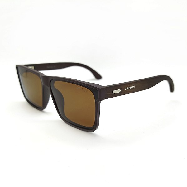 ÓCULOS DE SOL TRITON EYEWEAR POLARIZADO QUADRADO ACETATO MARROM