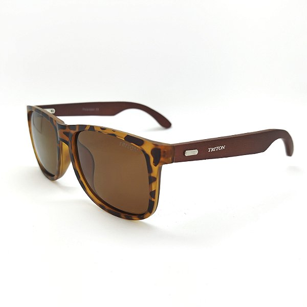 ÓCULOS DE SOL TRITON EYEWEAR POLARIZADO QUADRADO ACETATO MARROM TARTARUGA
