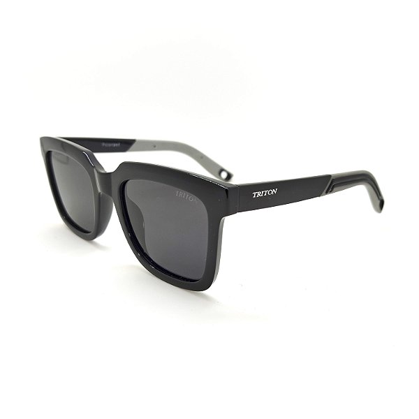 ÓCULOS DE SOL TRITON EYEWEAR POLARIZADO QUADRADO ACETATO PRETO
