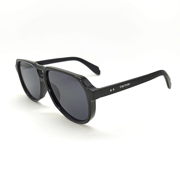 ÓCULOS DE SOL TRITON EYEWEAR AVIADOR ACETATO PRETO