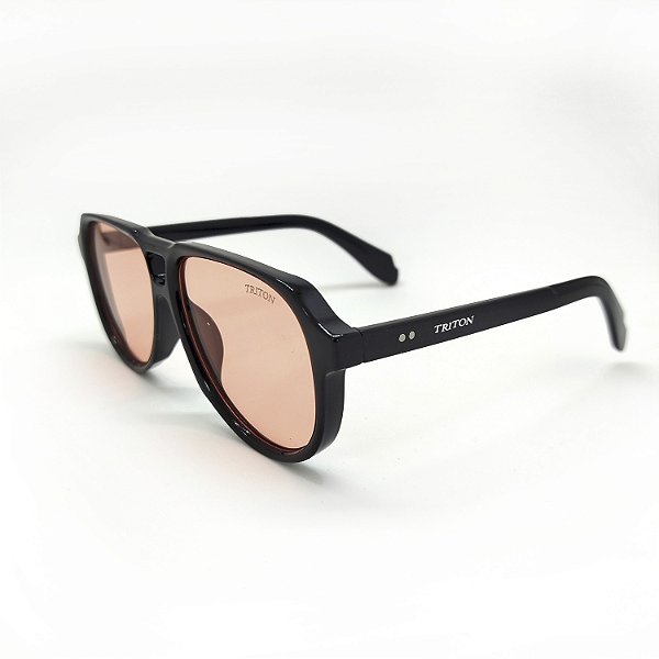ÓCULOS DE SOL TRITON EYEWEAR AVIADOR ACETATO PRETO
