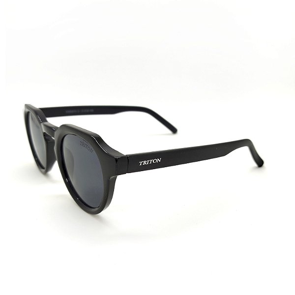 ÓCULOS DE SOL TRITON EYEWEAR REDONDO ACETATO PRETO