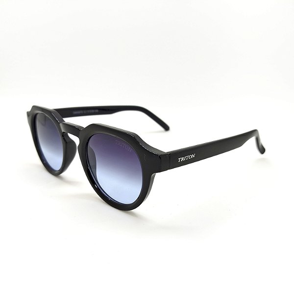 ÓCULOS DE SOL TRITON EYEWEAR REDONDO ACETATO PRETO