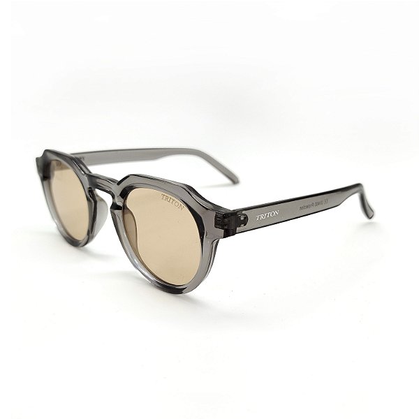 ÓCULOS DE SOL TRITON EYEWEAR REDONDO ACETATO CINZA