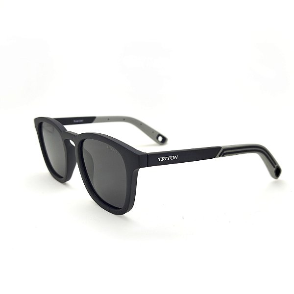 ÓCULOS DE SOL TRITON EYEWEAR POLARIZADO QUADRADO ACETATO PRETO