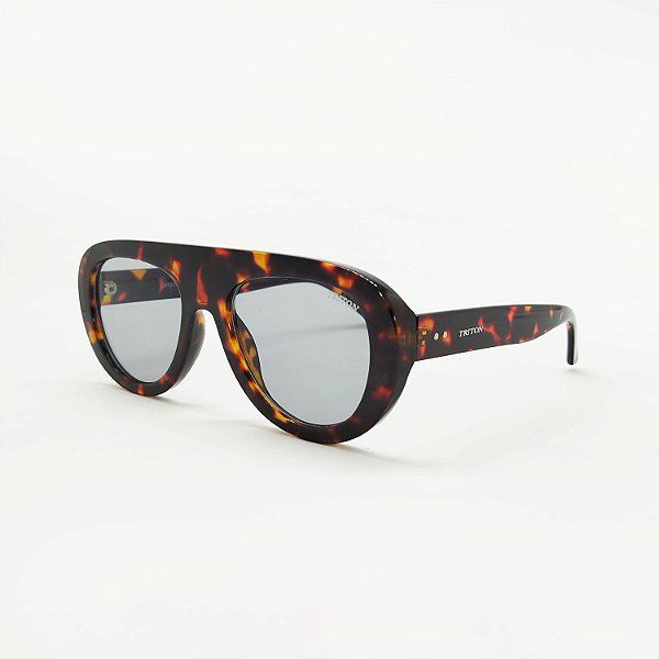 ÓCULOS DE SOL TRITON EYEWEAR AVIADOR ACETATO MARROM TARTARUGA