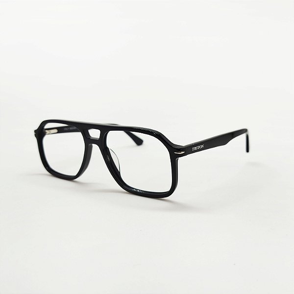 ÓCULOS DE GRAU TRITON EYEWEAR AVIADOR ACETATO PRETO