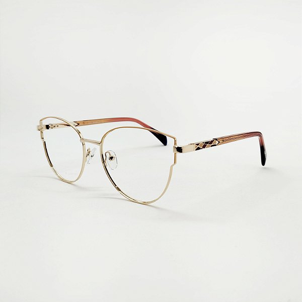 ÓCULOS DE GRAU TRITON EYEWEAR GATINHO METAL DOURADO