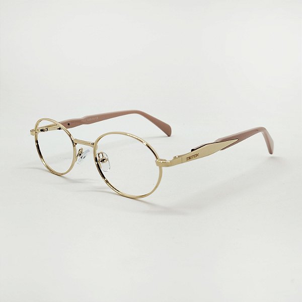 ÓCULOS DE GRAU TRITON EYEWEAR OVAL METAL DOURADO