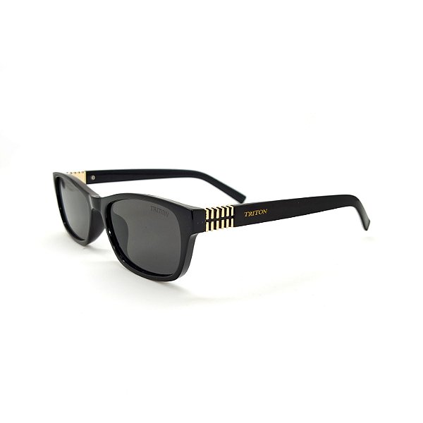 ÓCULOS DE SOL TRITON EYEWEAR RETANGULAR ACETATO PRETO