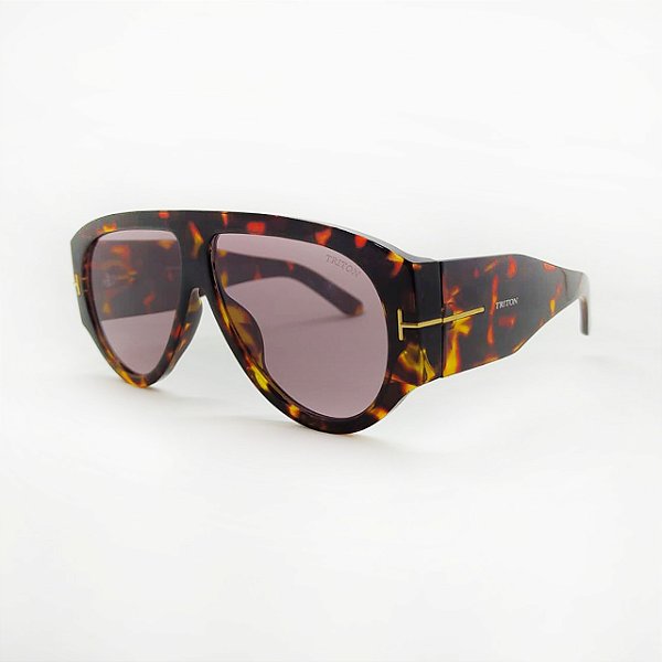 ÓCULOS DE SOL TRITON EYEWEAR AVIADOR ACETATO MARROM TARTARUGA