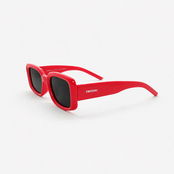 ÓCULOS DE SOL TRITON EYEWEAR INFANTIL RETANGULAR ACETATO VERMELHO