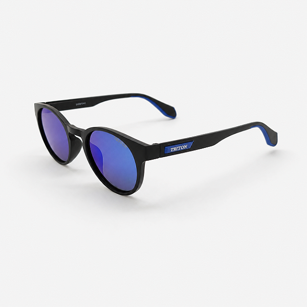 ÓCULOS DE SOL TRITON EYEWEAR POLARIZADO REDONDO ACETATO PRETO