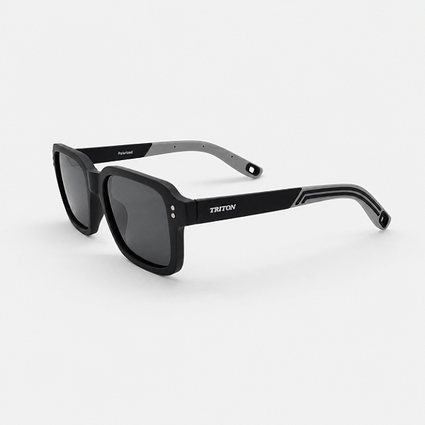ÓCULOS DE SOL TRITON EYEWEAR POLARIZADO QUADRADO ACETATO PRETO FOSCO