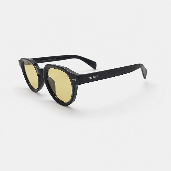 ÓCULOS DE SOL TRITON EYEWEAR REDONDO ACETATO PRETO