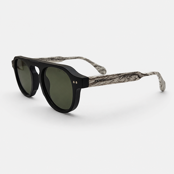 ÓCULOS DE SOL TRITON EYEWEAR REDONDO ACETATO PRETO FOSCO