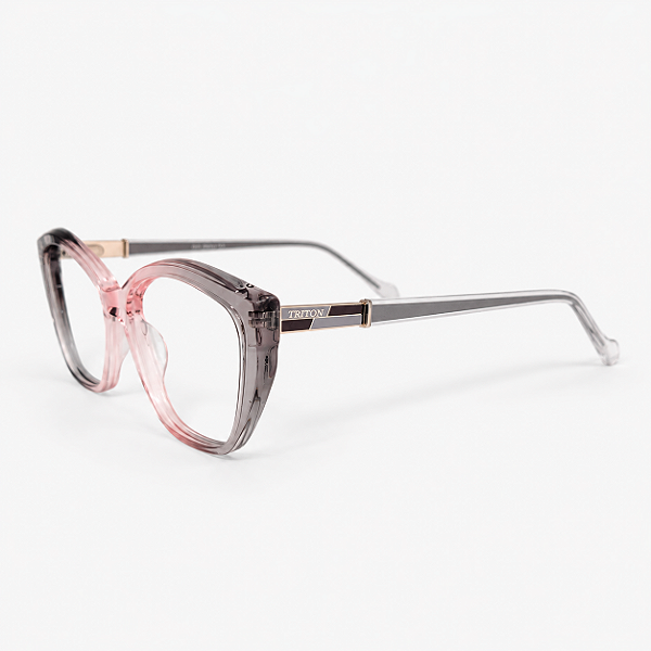 ARMAÇÃO DE GRAU TRITON EYEWEAR GATINHO ACETATO ROSA E CINZA