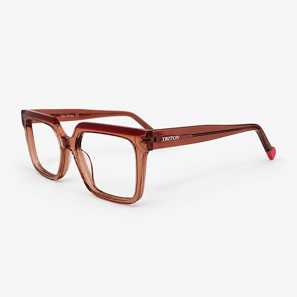 ARMAÇÃO DE GRAU TRITON EYEWEAR QUADRADO ACETATO ROSA COM VERMELHO