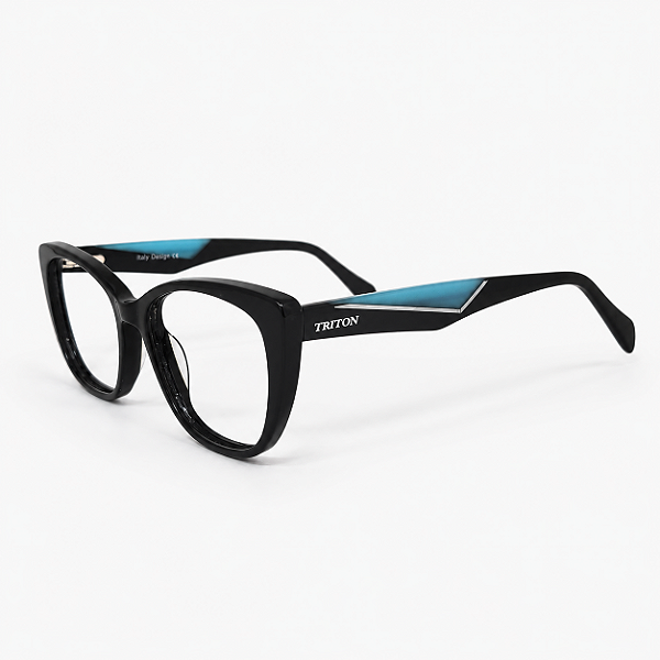 ARMAÇÃO DE GRAU TRITON EYEWEAR GATINHO ACETATO PRETO