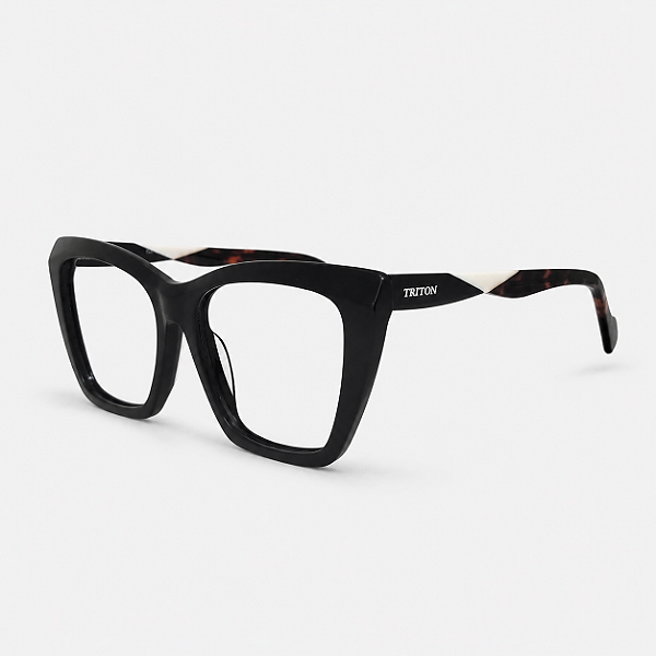 ARMAÇÃO DE GRAU TRITON EYEWEAR GATINHO ACETATO PRETO
