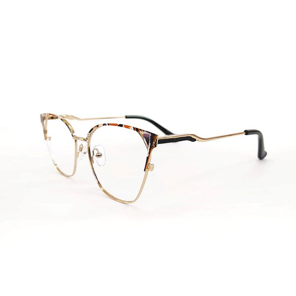 ARMAÇÃO DE GRAU TRITON EYEWEAR GATINHO METAL DOURADO
