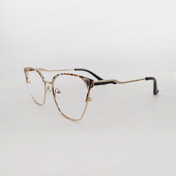 ARMAÇÃO DE GRAU TRITON EYEWEAR GATINHO METAL DOURADO
