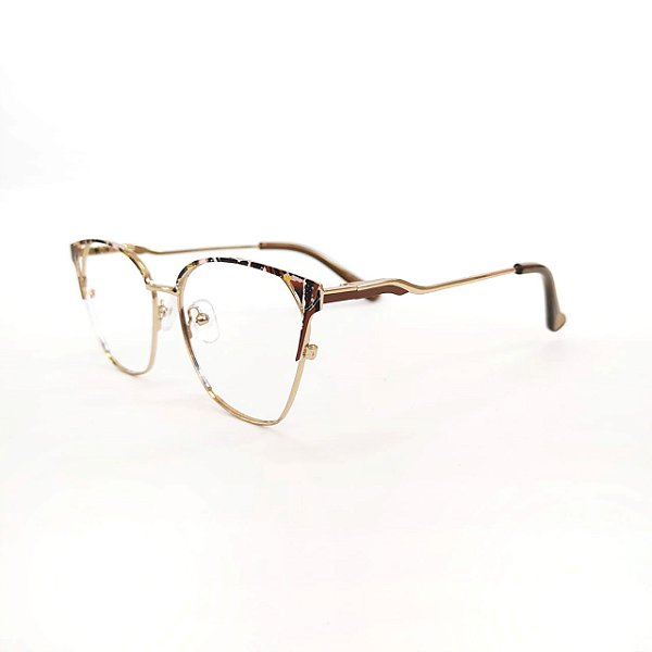 ARMAÇÃO DE GRAU TRITON EYEWEAR GATINHO METAL DOURADO
