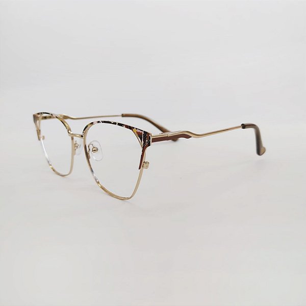 ARMAÇÃO DE GRAU TRITON EYEWEAR GATINHO METAL DOURADO