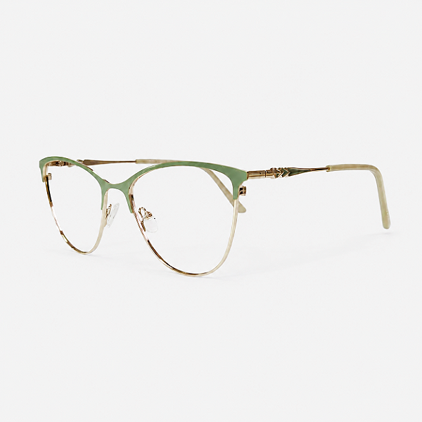 ARMAÇÃO DE GRAU TRITON EYEWEAR GATINHO METAL DOURADO COM VERDE
