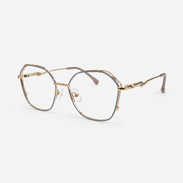 ARMAÇÃO DE GRAU TRITON EYEWEAR HEXAGONAL METAL DOURADO COM CINZA