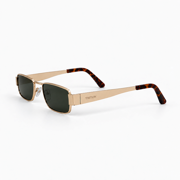 ÓCULOS DE SOL TRITON EYEWEAR RETANGULAR METAL DOURADO