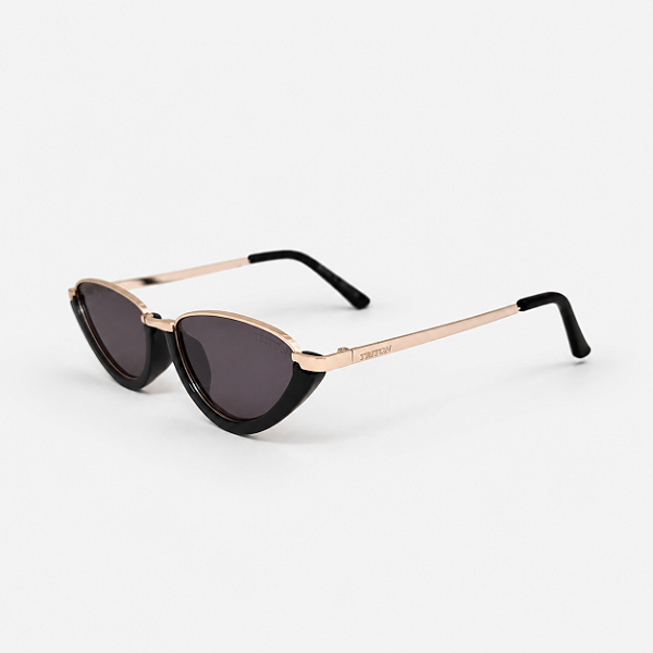 ÓCULOS DE SOL TRITON EYEWEAR RETRÔ METAL DOURADO COM ACETATO PRETO