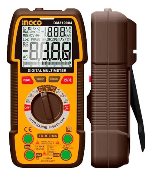 Multímetro Digital True RMS INGCO DM310004 Automático com NCV e Display LCD