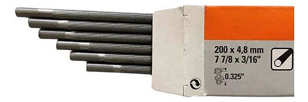 Lima Redonda Stihl 4,8mm x 200mm para Corrente 0.325" - 3/16" (Kit com 6 unidades)
