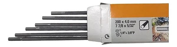 Lima Redonda Stihl 4,0mm x 200mm para Corrente 1/4" e 3/8" Picco - Kit com 6 Unidades