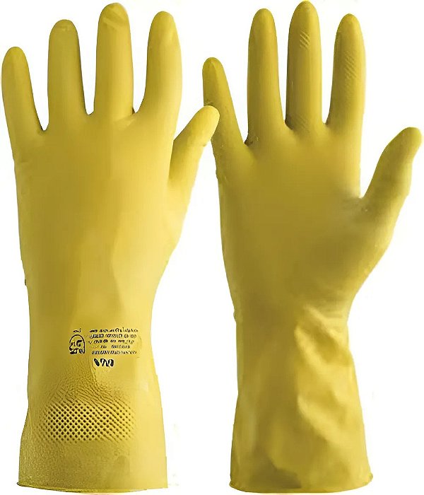 Luva de Látex WK37 Flocada Amarela – Tamanho 10 (GG) – Worker