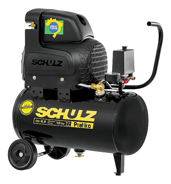 Compressor de Ar Portátil Schulz Pratiko CSI 6,6/20 1,5HP 20 Litros com Rodas