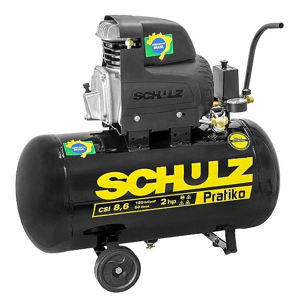 Compressor de Ar Schulz Prátiko CSI 8,6/50L 2HP com Rodas 127V