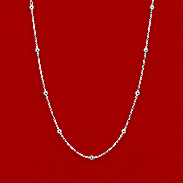 Colar Bolinhas 50cm em Prata 925