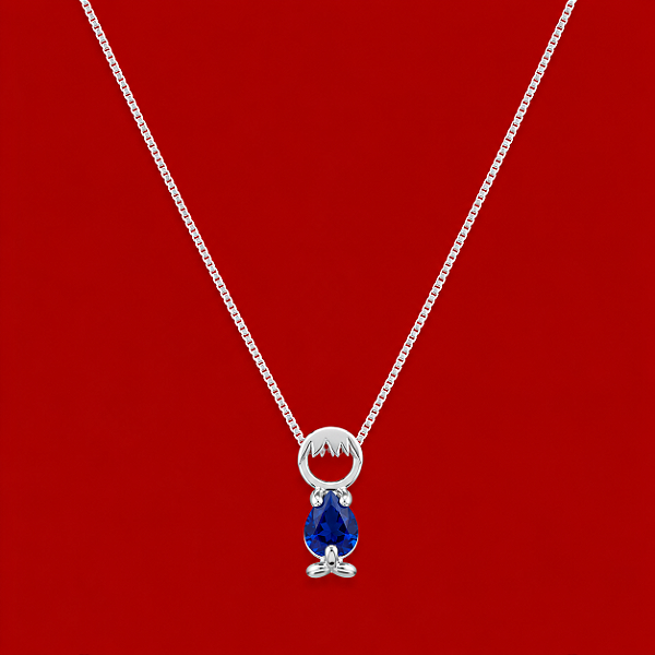 Colar Menino com Roupa de Zircônia Azul em Prata 925