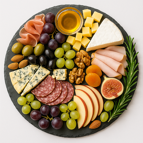 Prato ardósia negra redondo guilhotinhado 30x30