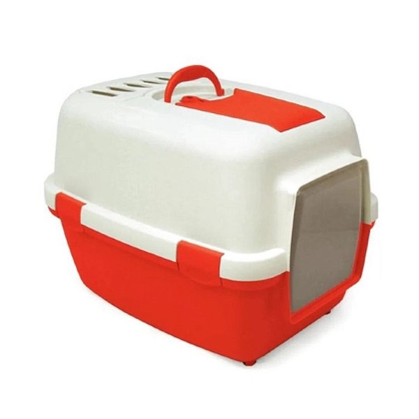 Banheiro Fechado Grande Happy Cat Vermelho