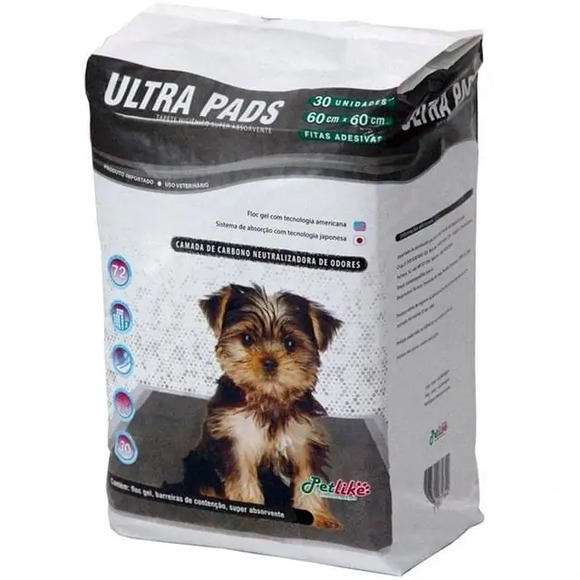 Tapete Higiênico Ultra Pads Camada Carbono 60X60 30 Unidades