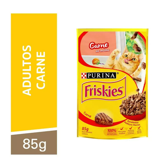 Ração Úmida Friskies Gatos Adultos Carne ao Molho 85 g