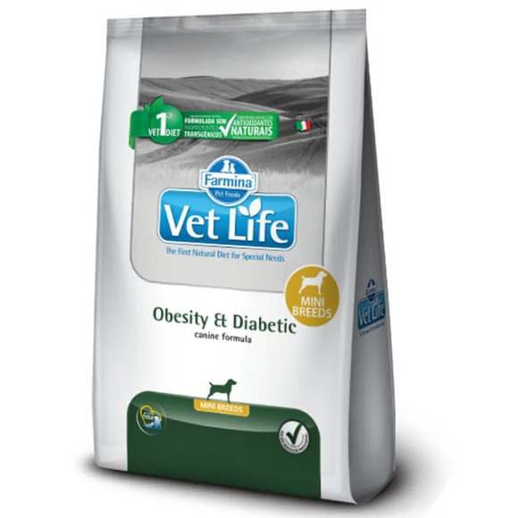 Ração Vet Life Natural Mini Canine Obesity e Diabetic 2kg