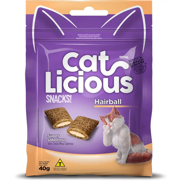 Petisco CatLicious Snacks Hairball 40 g