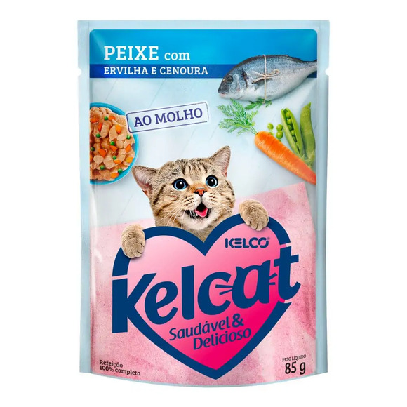 Ração Úmida Kelcat Peixe Com Ervilha e Cenoura 85 g